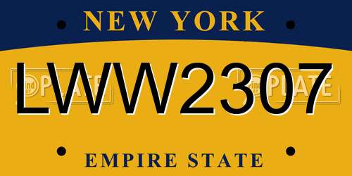 LWW2307 New York License Plate