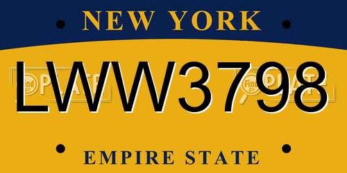 LWW3798 New York License Plate