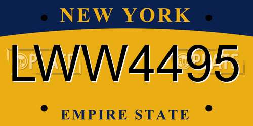 LWW4495 New York License Plate