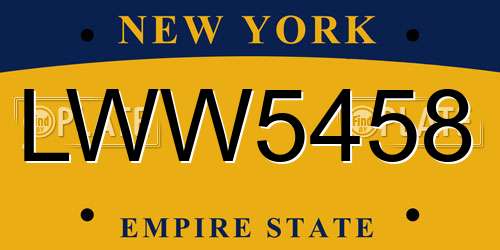 LWW5458 New York License Plate