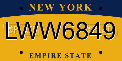 LWW6849 New York License Plate
