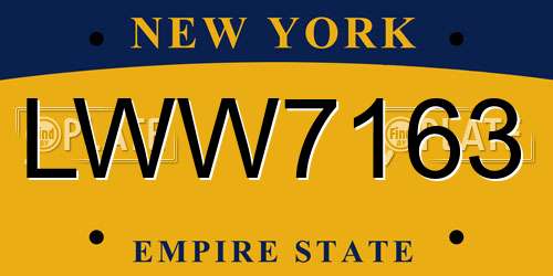 LWW7163 New York License Plate