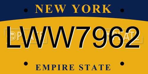 LWW7962 New York License Plate