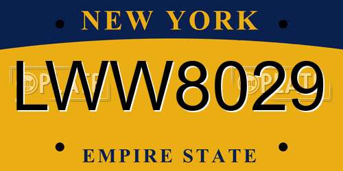 LWW8029 New York License Plate