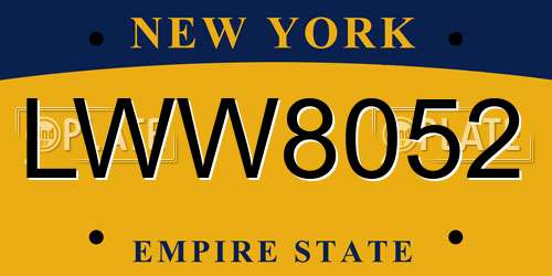 LWW8052 New York License Plate