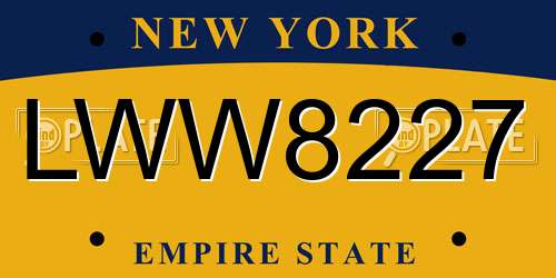 LWW8227 New York License Plate