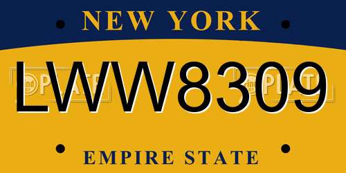LWW8309 New York License Plate