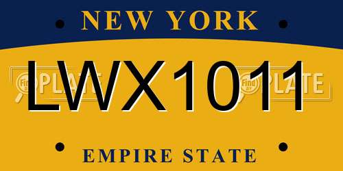 LWX1011 New York License Plate