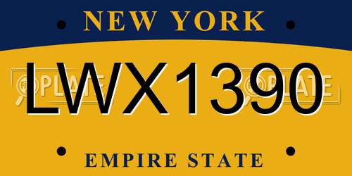 LWX1390 New York License Plate