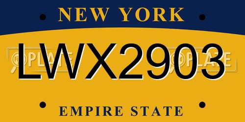 LWX2903 New York License Plate