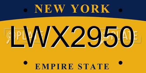 LWX2950 New York License Plate