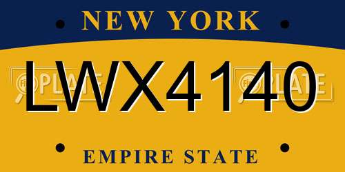 LWX4140 New York License Plate