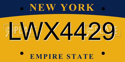 LWX4429 New York License Plate