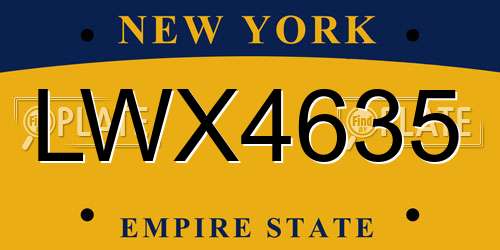 LWX4635 New York License Plate
