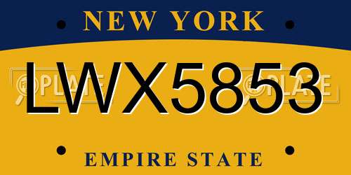 LWX5853 New York License Plate