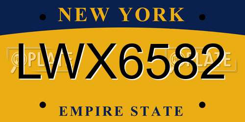 LWX6582 New York License Plate
