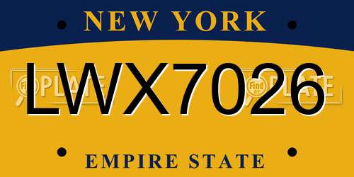 LWX7026 New York License Plate