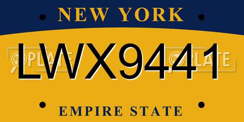 LWX9441 New York License Plate
