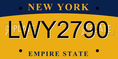 LWY2790 New York License Plate