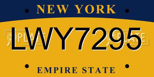 LWY7295 New York License Plate