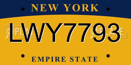 LWY7793 New York License Plate