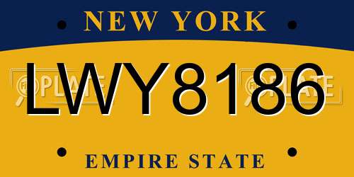LWY8186 New York License Plate