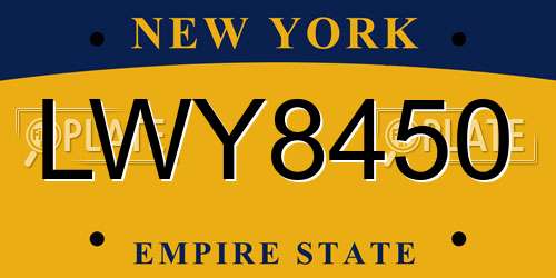 LWY8450 New York License Plate