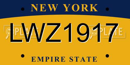 LWZ1917 New York License Plate