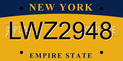 LWZ2948 New York License Plate