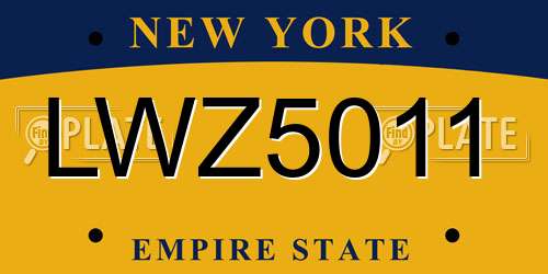 LWZ5011 New York License Plate
