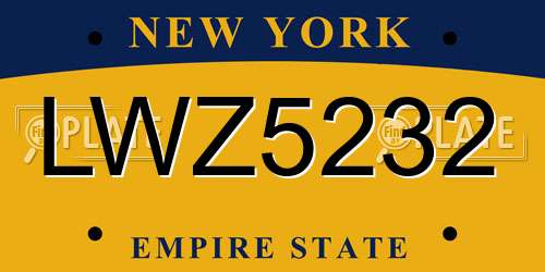LWZ5232 New York License Plate