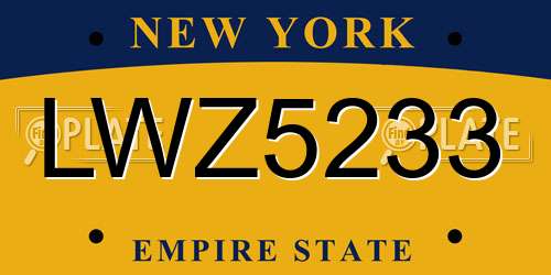 LWZ5233 New York License Plate