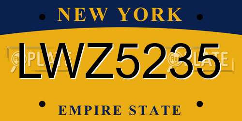 LWZ5235 New York License Plate