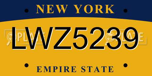 LWZ5239 New York License Plate