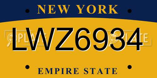 LWZ6934 New York License Plate