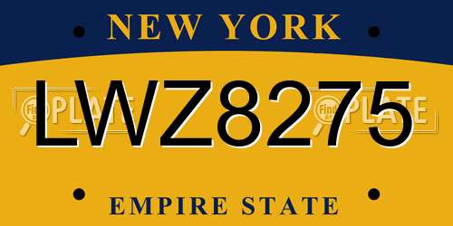 LWZ8275 New York License Plate