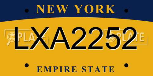 LXA2252 New York License Plate