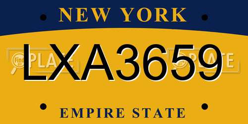 LXA3659 New York License Plate