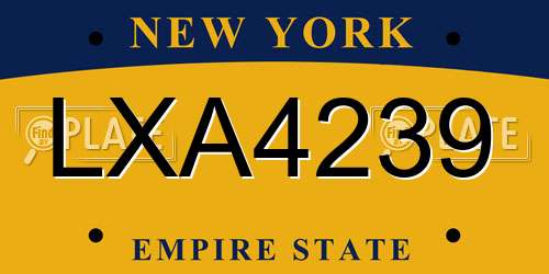LXA4239 New York License Plate