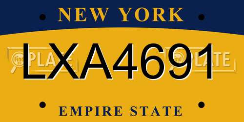 LXA4691 New York License Plate