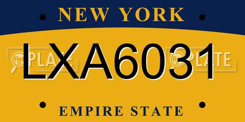LXA6031 New York License Plate
