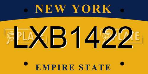 LXB1422 New York License Plate