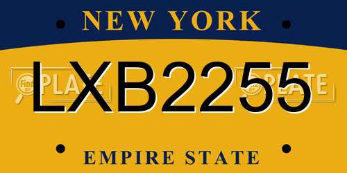 LXB2255 New York License Plate