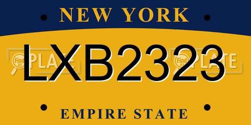 LXB2323 New York License Plate