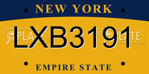 LXB3191 New York License Plate