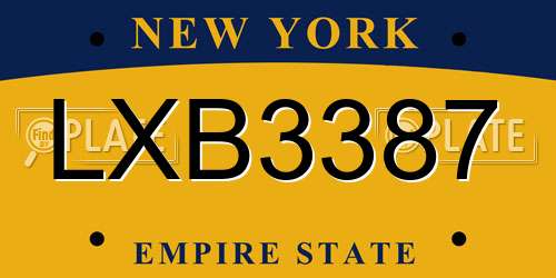 LXB3387 New York License Plate