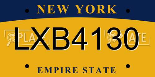 LXB4130 New York License Plate