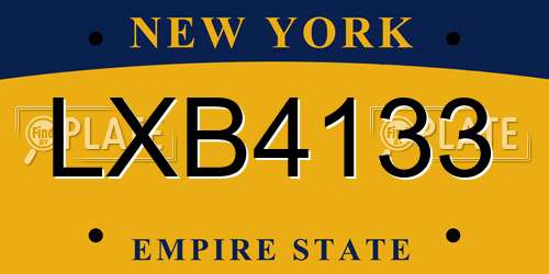 LXB4133 New York License Plate