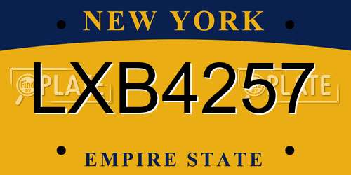 LXB4257 New York License Plate