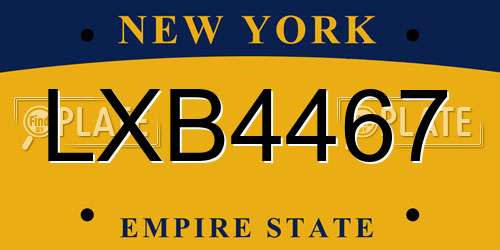 LXB4467 New York License Plate
